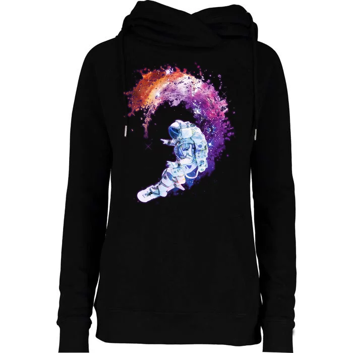 Astronaut Surfing Womens Funnel Neck Pullover Hood