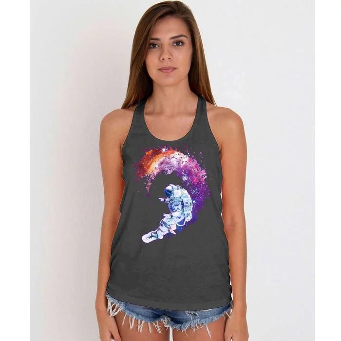 Astronaut Surfing Women's Knotted Racerback Tank