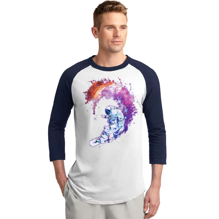 Astronaut Surfing Baseball Sleeve Shirt