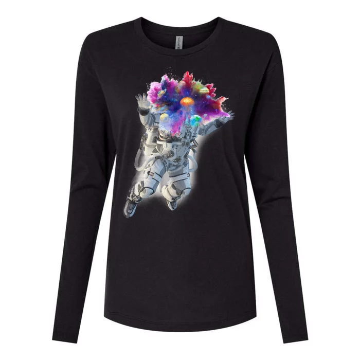 Astronaut Universe Planet Explosion Womens Cotton Relaxed Long Sleeve T-Shirt