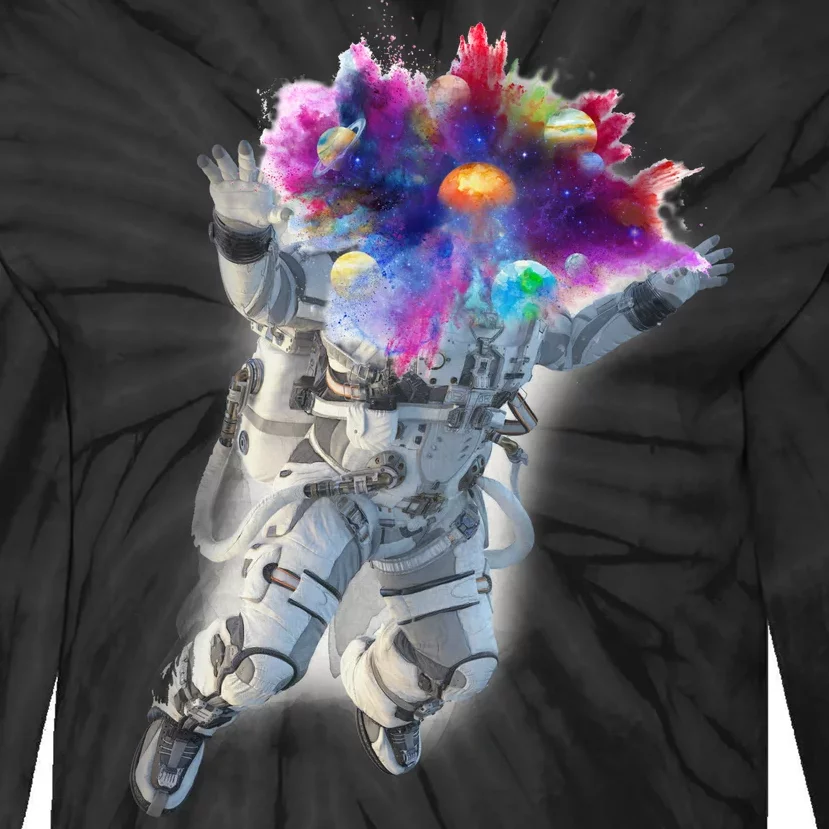 Astronaut Universe Planet Explosion Tie-Dye Long Sleeve Shirt