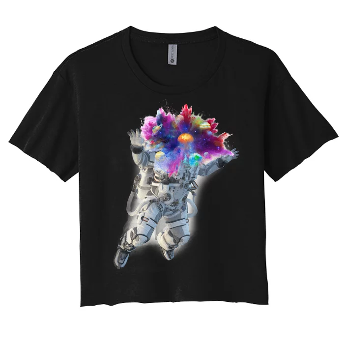 Astronaut Universe Planet Explosion Women's Crop Top Tee