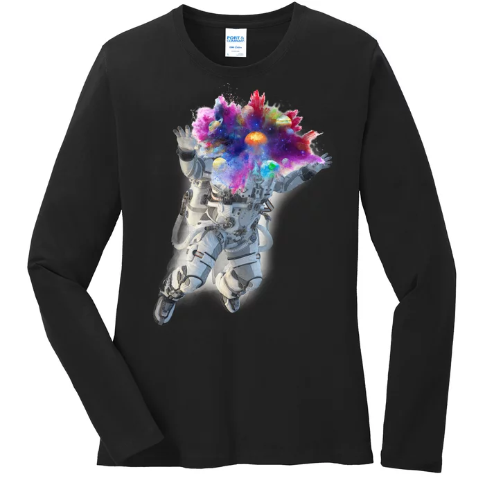 Astronaut Universe Planet Explosion Ladies Long Sleeve Shirt