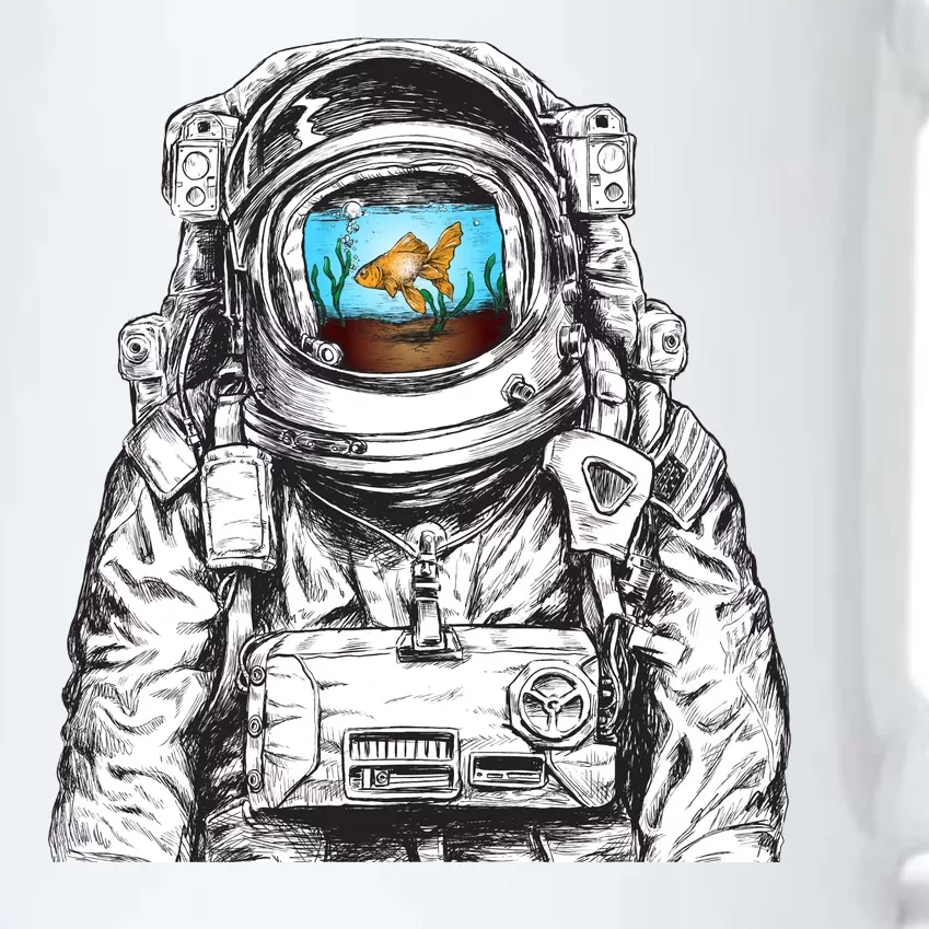 Astronaut With Goldfish Black Color Changing Mug