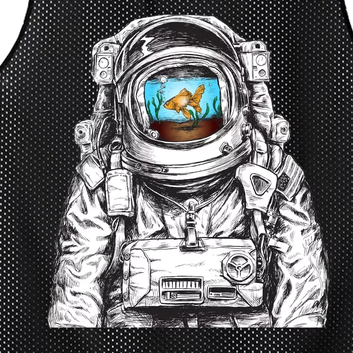 Astronaut With Goldfish Mesh Reversible Basketball Jersey Tank