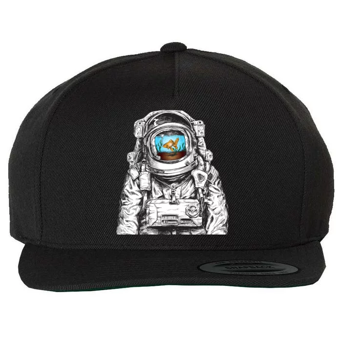 Astronaut With Goldfish Wool Snapback Cap