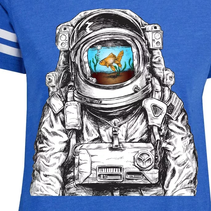 Astronaut With Goldfish Enza Ladies Jersey Football T-Shirt