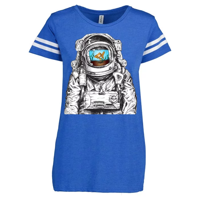 Astronaut With Goldfish Enza Ladies Jersey Football T-Shirt