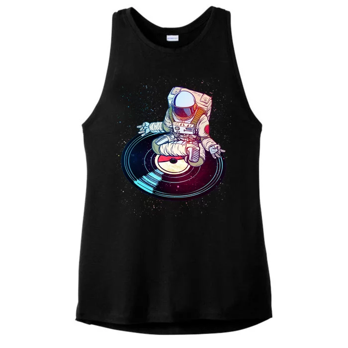 Astronaut Yoga Music Record Ladies Tri-Blend Wicking Tank