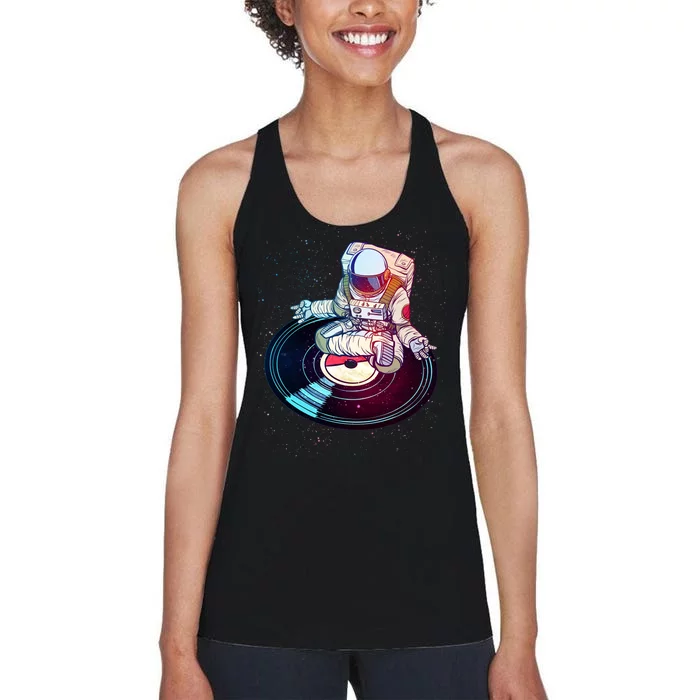 Astronaut Yoga Music Record Women's Racerback Tank