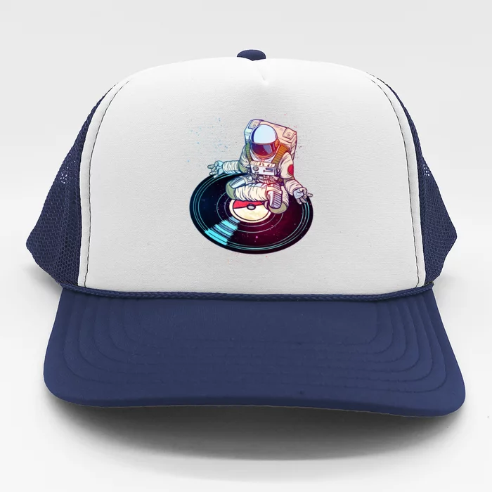 Astronaut Yoga Music Record Trucker Hat