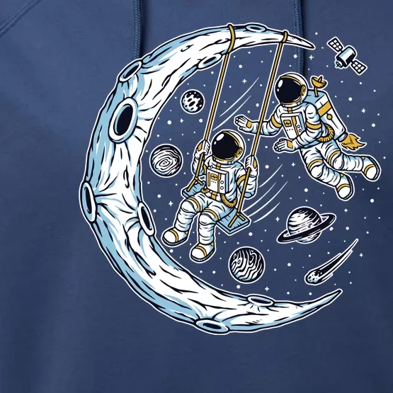 Astronauts Moon Swinging Performance Fleece Hoodie