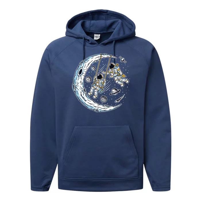 Astronauts Moon Swinging Performance Fleece Hoodie