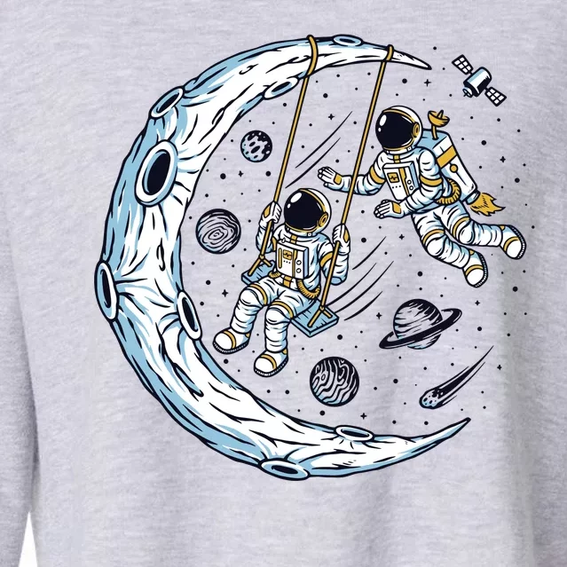 Astronauts Moon Swinging Cropped Pullover Crew