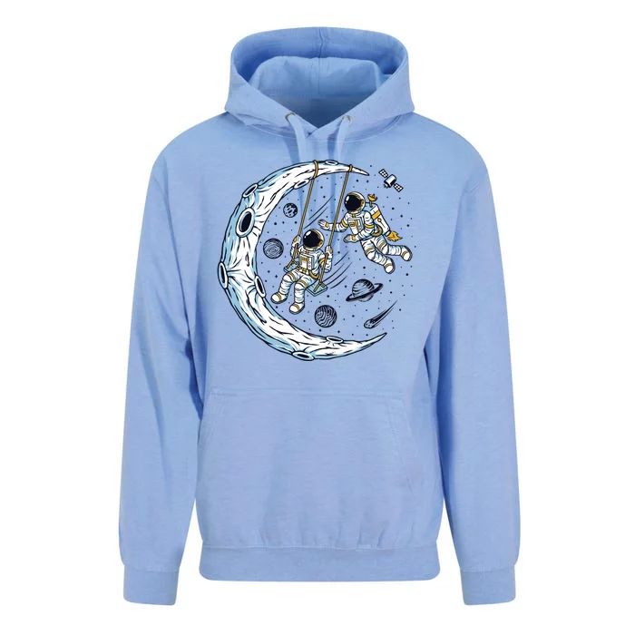 Astronauts Moon Swinging Unisex Surf Hoodie