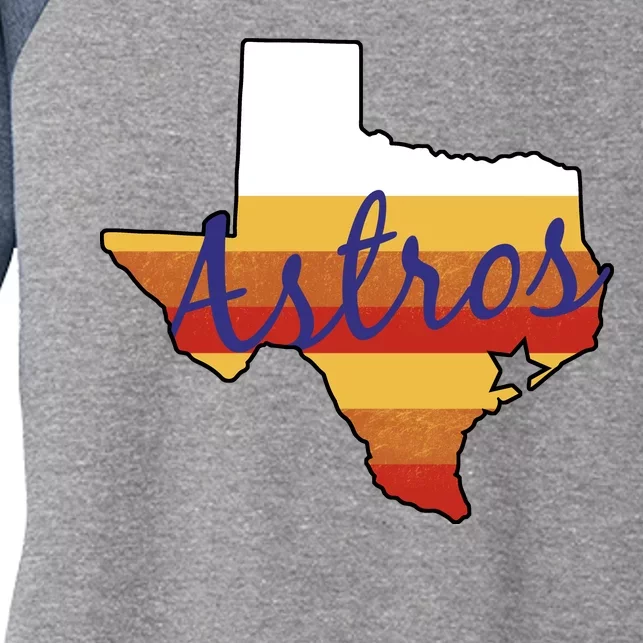 Astros Baseball Vintage Women's Tri-Blend 3/4-Sleeve Raglan Shirt