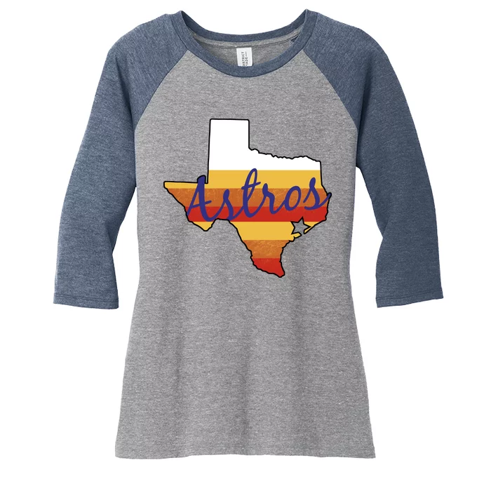 Astros Baseball Vintage Women's Tri-Blend 3/4-Sleeve Raglan Shirt