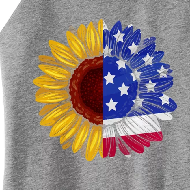 America Sunflower Us Flag 4th July American Patriotic Flower Gift Women’s Perfect Tri Rocker Tank