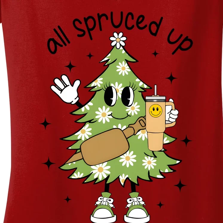 All Spruced Up Bougie Fir Life Christmas Tree Women's V-Neck T-Shirt