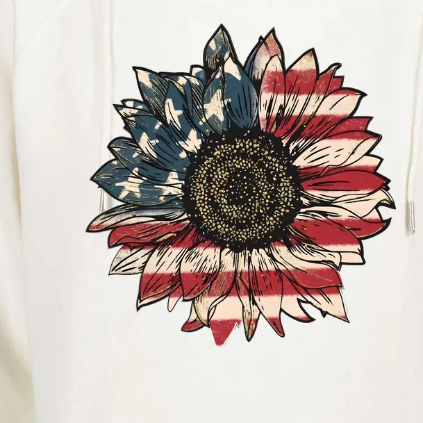 America Sunflower USA Flag Flower Gift For American 4th Of July Flag  Freedom Womens Funnel Neck Pullover Hood