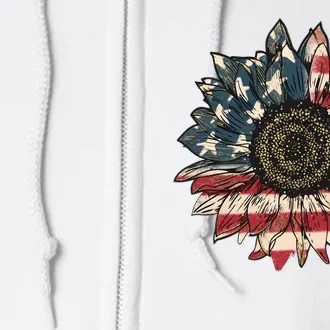 America Sunflower USA Flag Flower Gift For American 4th Of July Flag  Freedom Full Zip Hoodie