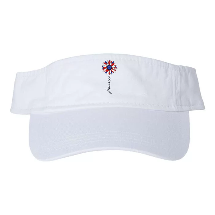 America Sunflower USA Flag 4th Of July Patriotic  Gifts Valucap Bio-Washed Visor