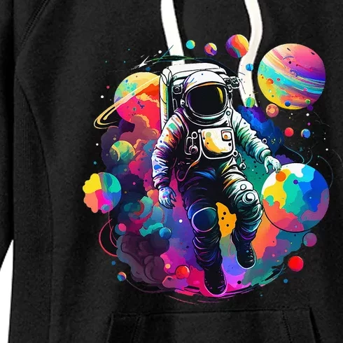 Astronaut Spaceman Universe Planets Galaxy Women's Fleece Hoodie