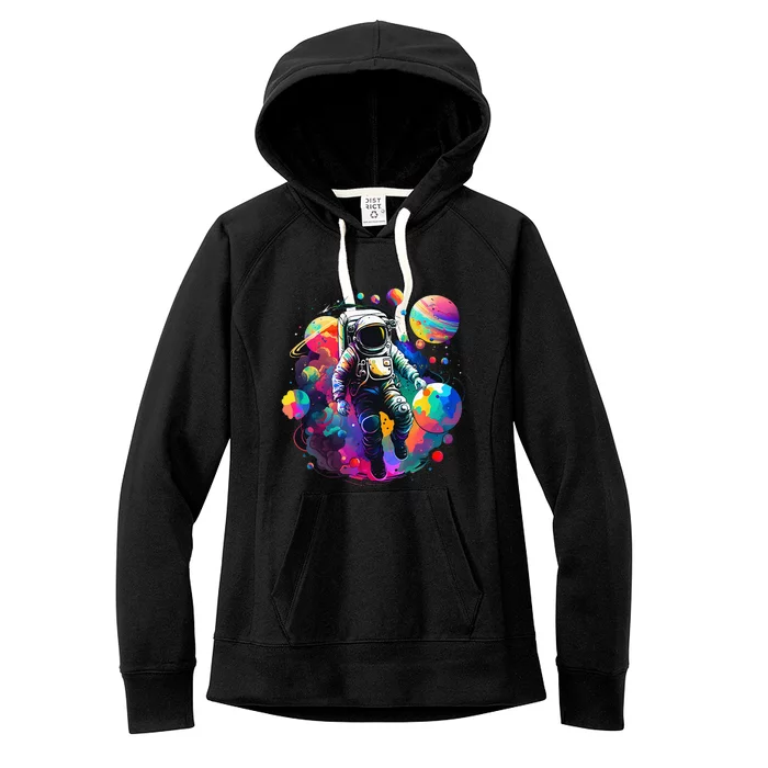 Astronaut Spaceman Universe Planets Galaxy Women's Fleece Hoodie