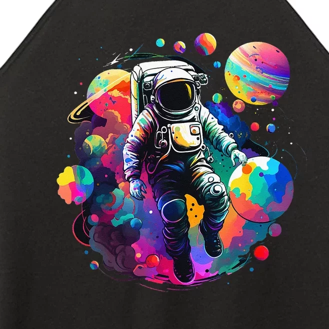 Astronaut Spaceman Universe Planets Galaxy Women’s Perfect Tri Rocker Tank