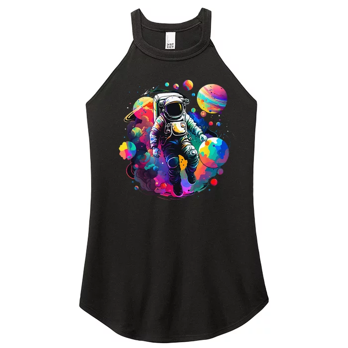 Astronaut Spaceman Universe Planets Galaxy Women’s Perfect Tri Rocker Tank