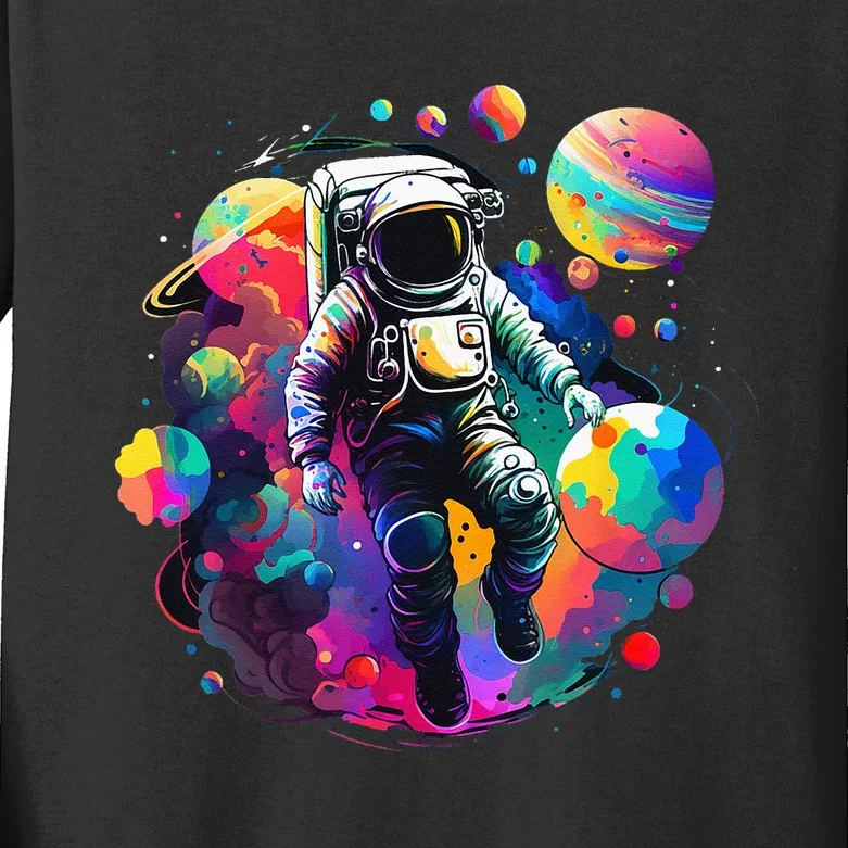 Astronaut Spaceman Universe Planets Galaxy Kids Long Sleeve Shirt