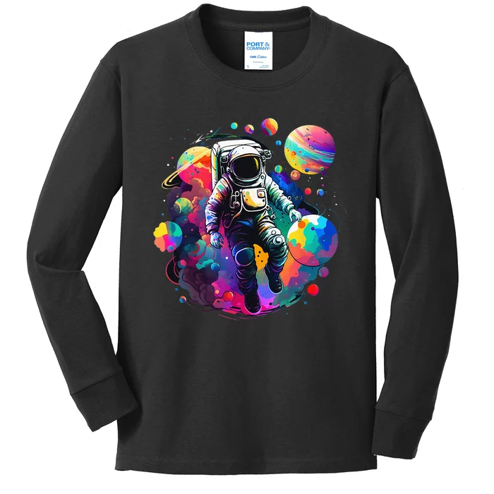 Astronaut Spaceman Universe Planets Galaxy Kids Long Sleeve Shirt