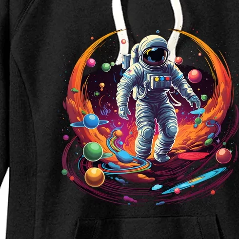 Astronaut Spaceman Universe Planets Galaxy Women's Fleece Hoodie