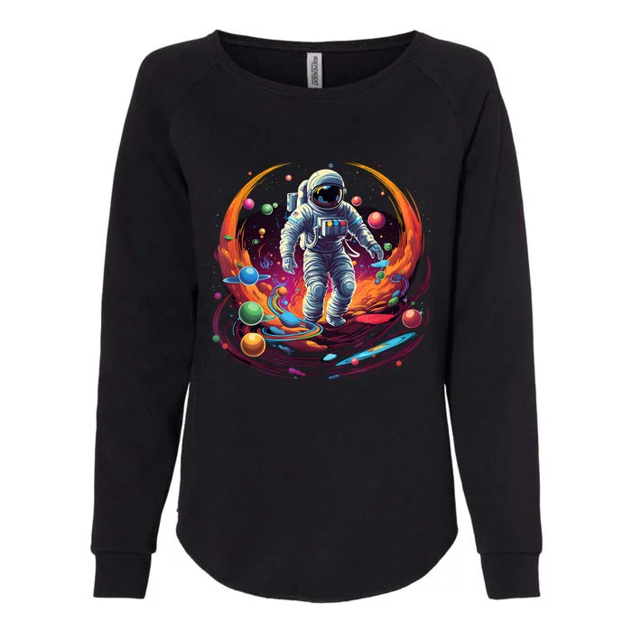 Astronaut Spaceman Universe Planets Galaxy Womens California Wash Sweatshirt