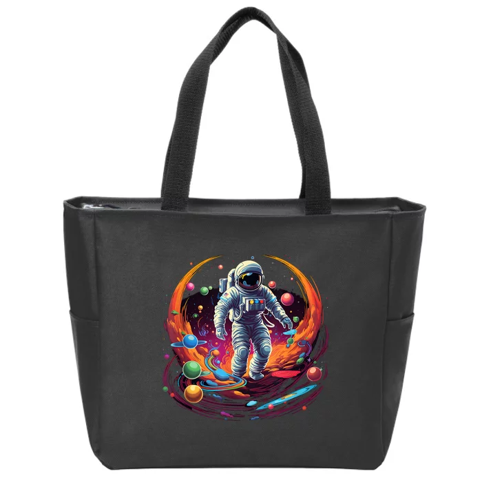 Astronaut Spaceman Universe Planets Galaxy Zip Tote Bag