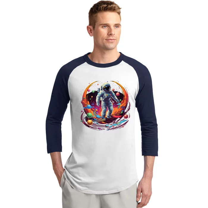 Astronaut Spaceman Universe Planets Galaxy Baseball Sleeve Shirt