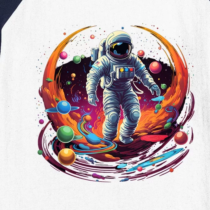 Astronaut Spaceman Universe Planets Galaxy Baseball Sleeve Shirt