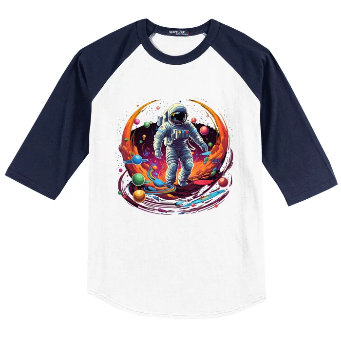 Astronaut Spaceman Universe Planets Galaxy Baseball Sleeve Shirt