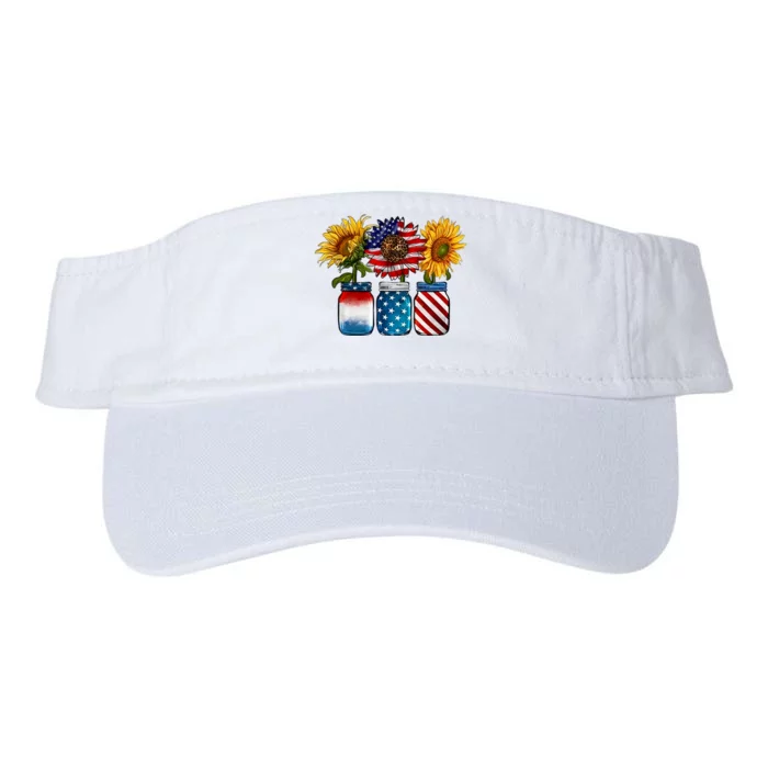 America Sunflower USA Flag Flower T For American 4th Of July Valucap Bio-Washed Visor