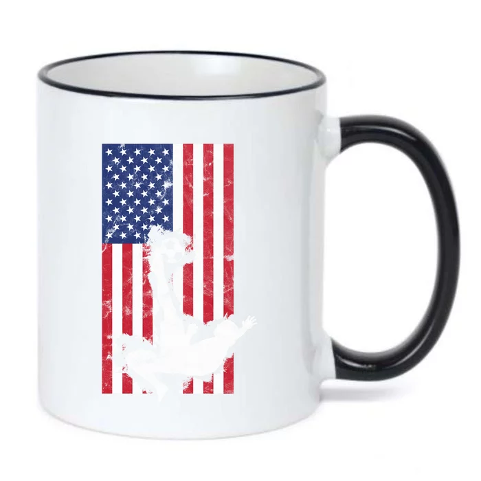 American Soccer USA Flag Design Black Color Changing Mug