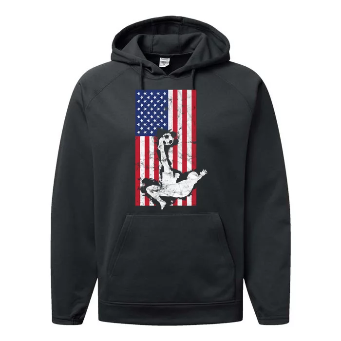 American Soccer USA Flag Design Performance Fleece Hoodie