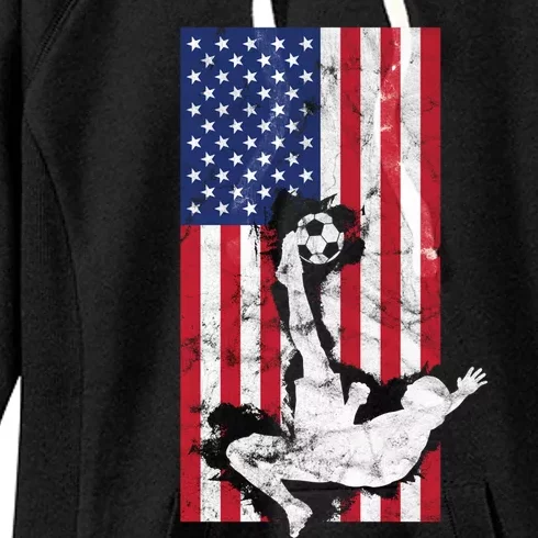 American Soccer USA Flag Design Women's Fleece Hoodie