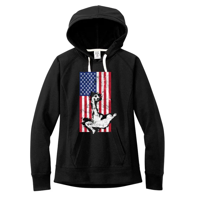 American Soccer USA Flag Design Women's Fleece Hoodie