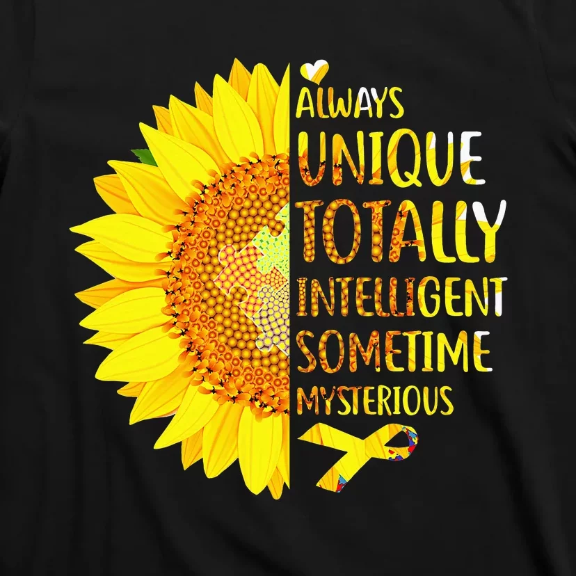 Autism Sunflower Unique Totally Intelligent Mysterious T-Shirt