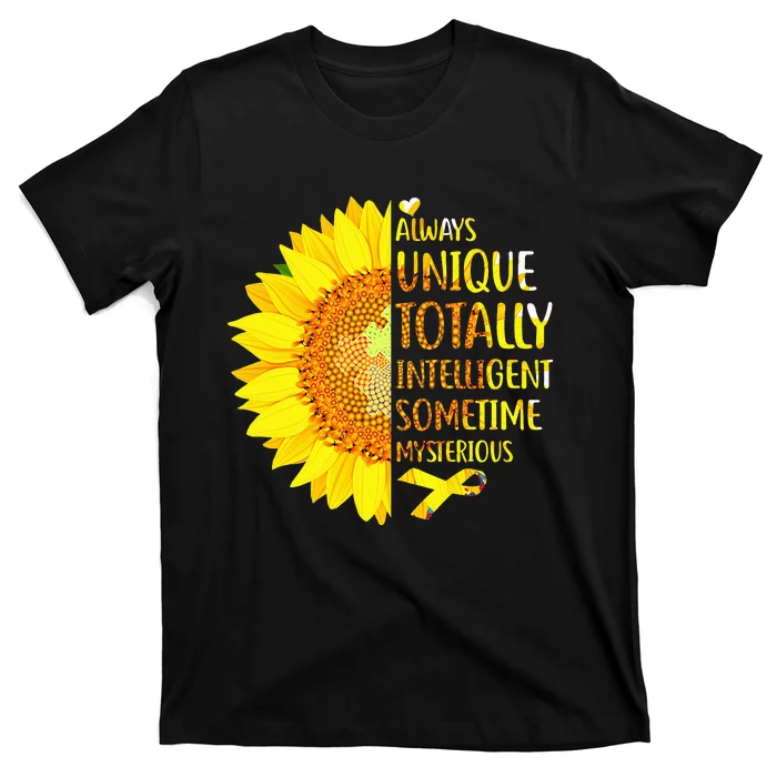 Autism Sunflower Unique Totally Intelligent Mysterious T-Shirt