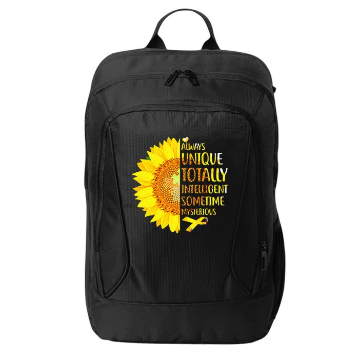 Autism Sunflower Unique Totally Intelligent Mysterious City Backpack