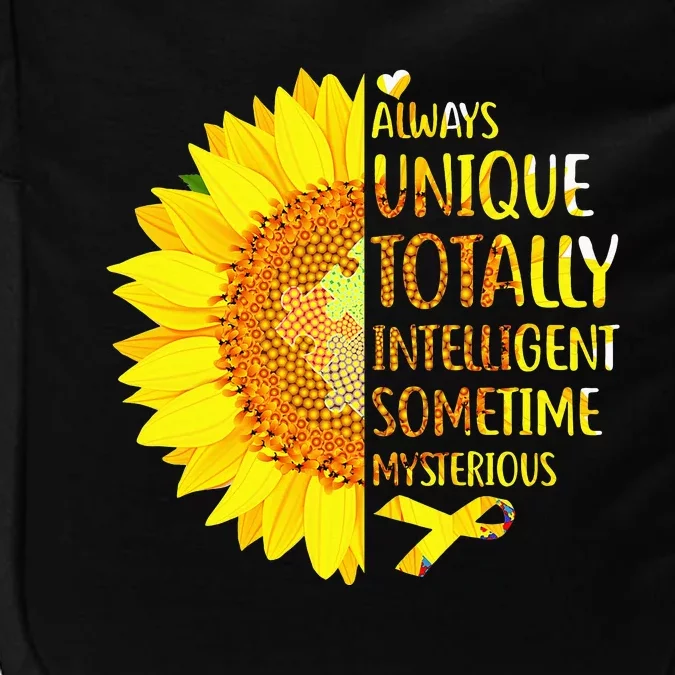 Autism Sunflower Unique Totally Intelligent Mysterious Impact Tech Backpack