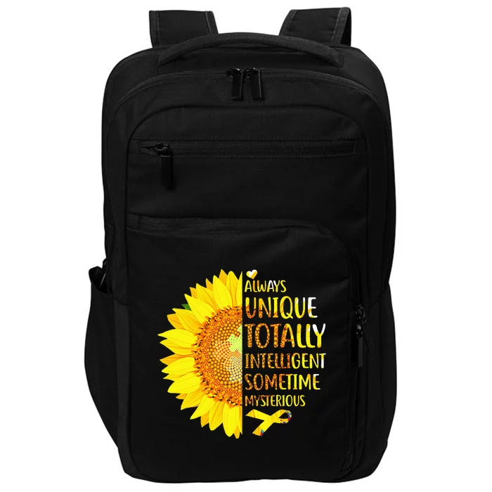 Autism Sunflower Unique Totally Intelligent Mysterious Impact Tech Backpack