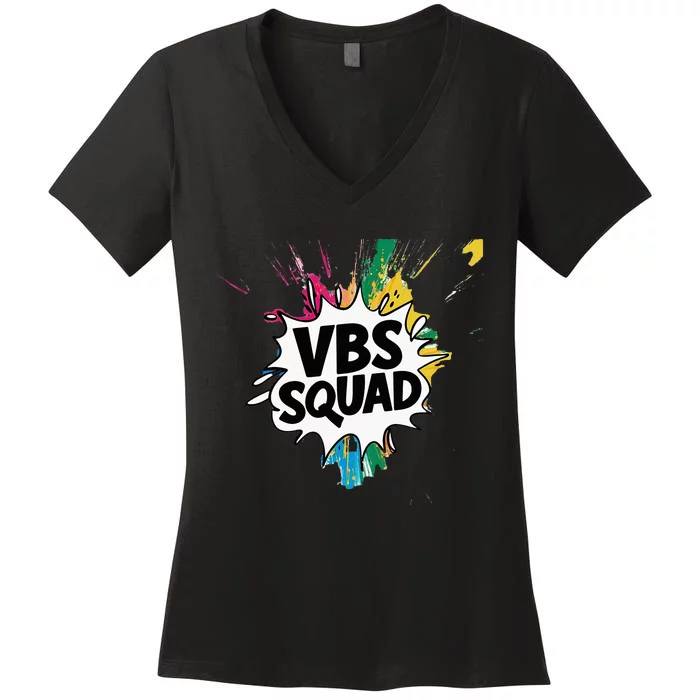 Allcolorvbs Squad Vacation Bible School Summer Camp Women's V-Neck T-Shirt