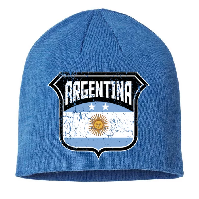 Argentina Soccer Vintage Country Flag Crest Shield Meaningful Gift 8 1/2in Sustainable Knit Beanie